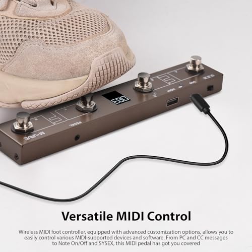 Btuty MIDI Controller, B/T MIDI Pedal Controller with Intelligent App Control, Digital Display Screen, Rechargeable 12-Hour Ultra-Long Battery Life, T