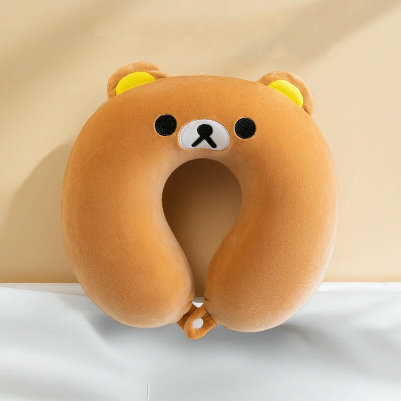 Rilakkuma Plush U Neck Pillow Soft Filling Travel Office Nap Airplane Trip Car Rest Cartoon Portable Sleeping Present