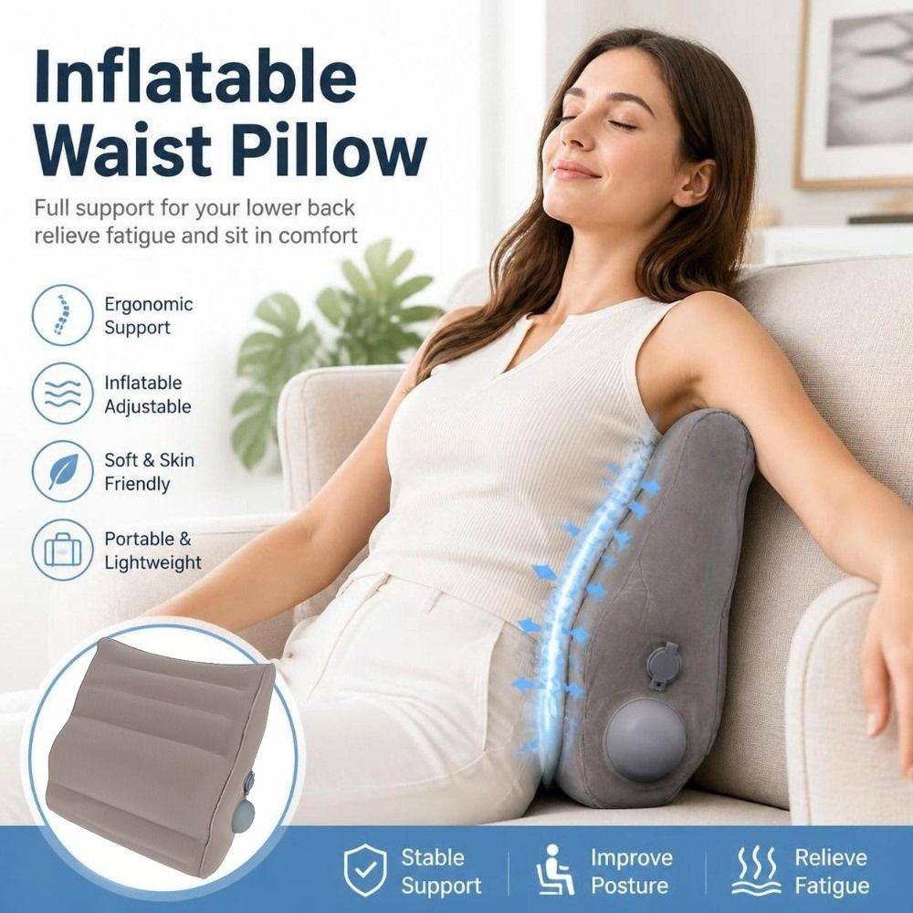 Portable Inflatable Waist Pillow Thickened Lumbar Support Pillow Travel Backrest Pad Travel