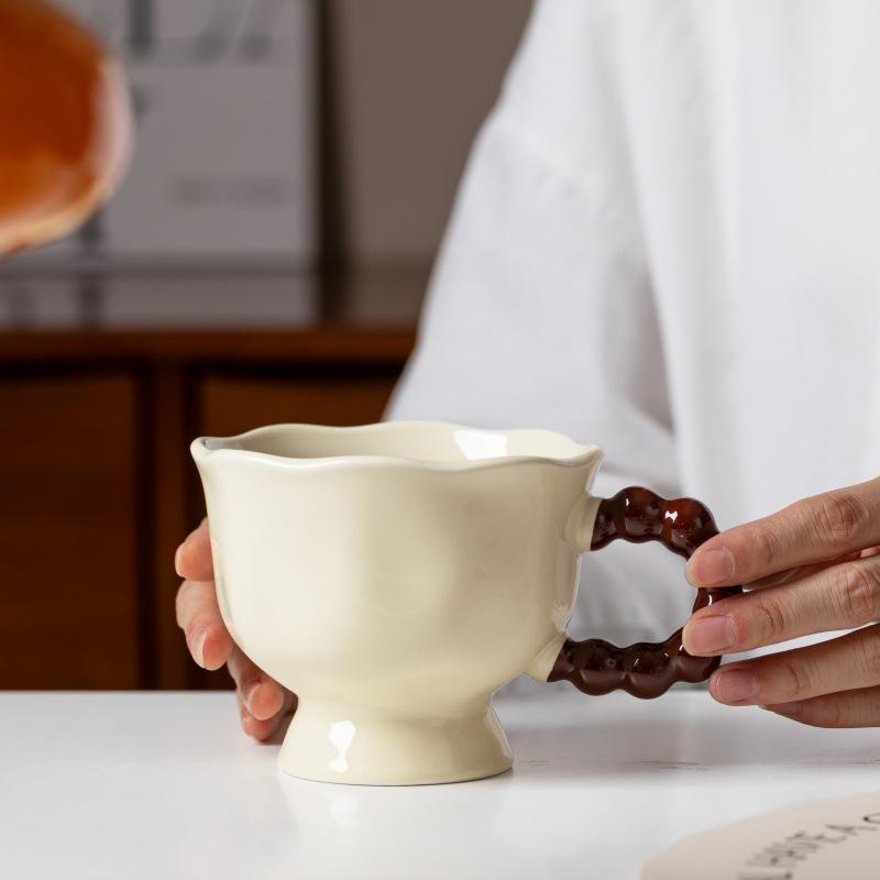 French Ceramic Cup Hand Painted Cup High Looking Couple Tea Cup Coffee Cup Mixing Cup