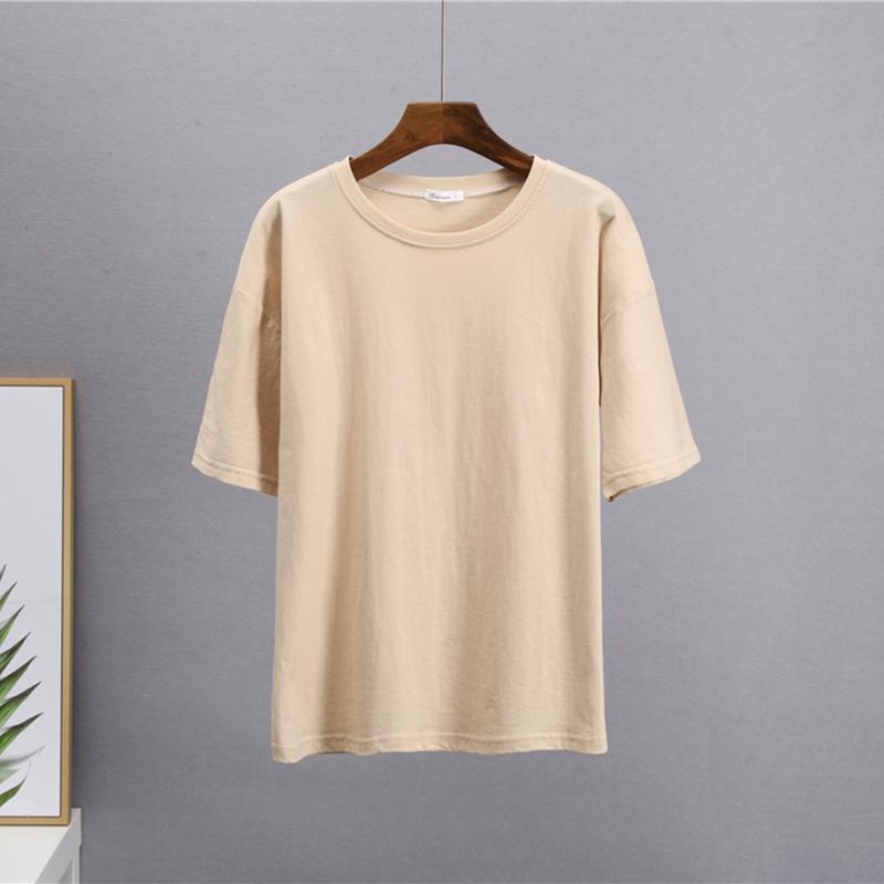 Hirsionsan Basic Cotton T Shirt Women Summer New Loose Solid Tees 19 Colors Casual Loose T Shirt Female Oversized O Neck Female Tops