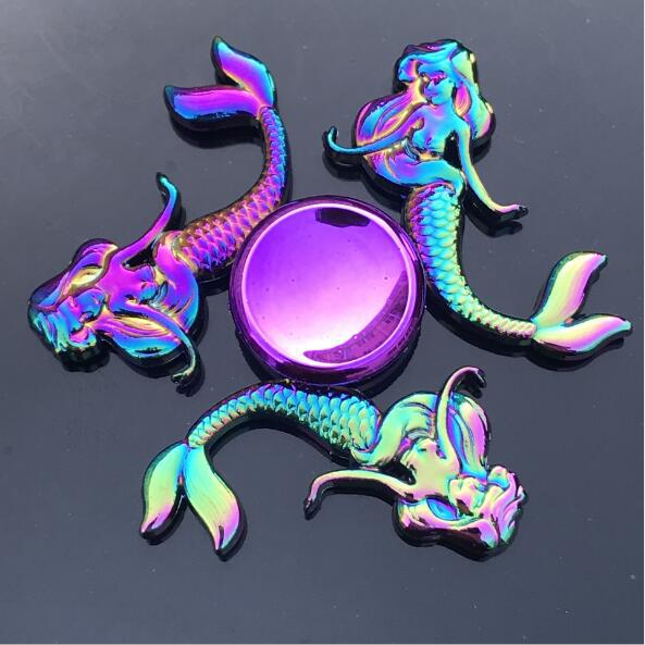 Colorful Zinc Alloy Fidget Spinner: Black Tech Stress-Relief Toy for Students and Kids.