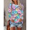 Bird Floral Patterns Graphic 3d Print T-Shirt Women Fashion Casual Oversized Long Sleeve T-shirt Women Clothing Flower Tops Tees