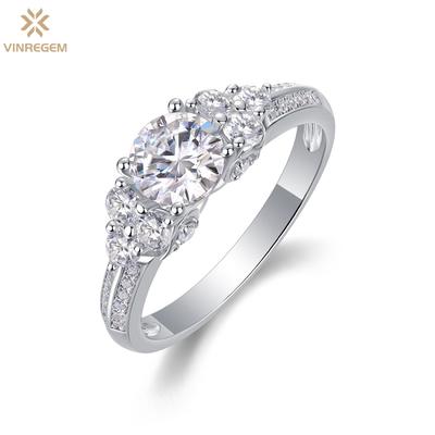 Classic 100% 925 Sterling Silver 3EX VVS1 D Color Round Cut 1CT Real Moissanite Diamond Women Ring Wedding Engagement Fine Jewelry
