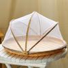 Bamboo Weaving Sieve: Fly-Proof Round Winnowing Basket with Net for Drying and Storing Steamed Buns