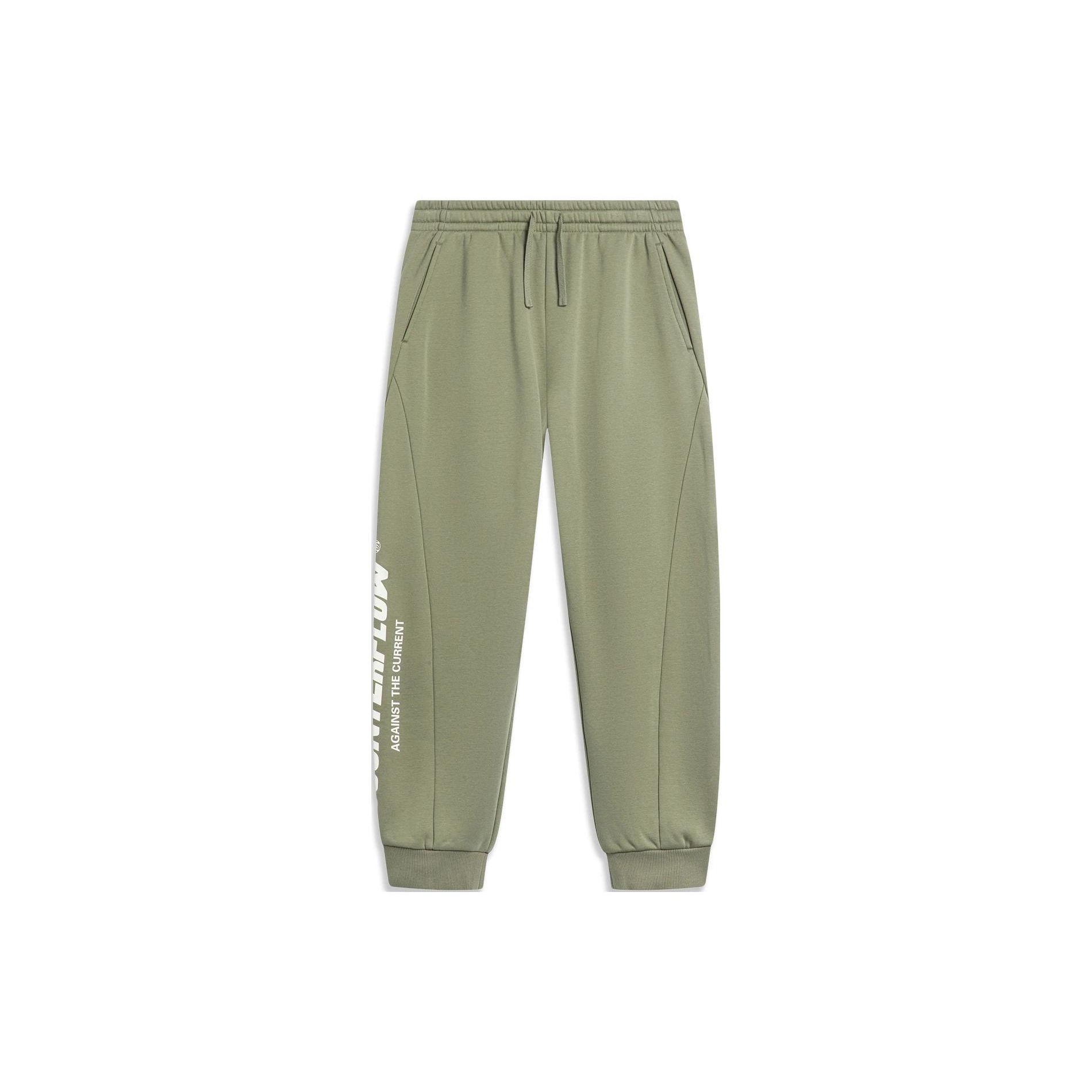 

Штаны мужские спортивные из флиса с манжетами Li Ning CF Suo Letter, средней талии, грязно-оливково-зеленые AKLTB07-2 XL