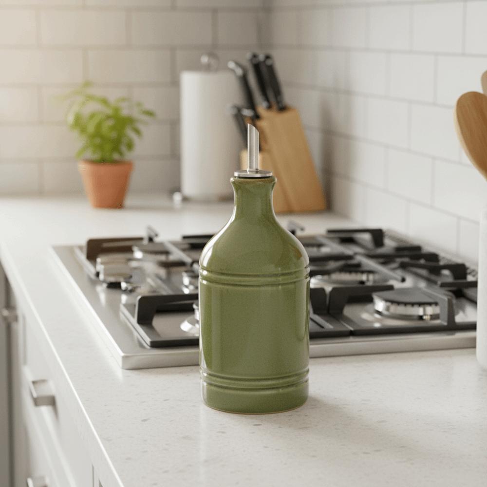 Ceramic Nordic Retro Olive Oil Bottle Metal Pointed Spout Olive Oil Dispenser  Dinning Table