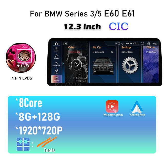 New 12.3 Inch IPS Screen Android 14 For BMW Series 3/5 E60 E61 E90 E92 Car Radio Player Multimedia GPS Navigation Video