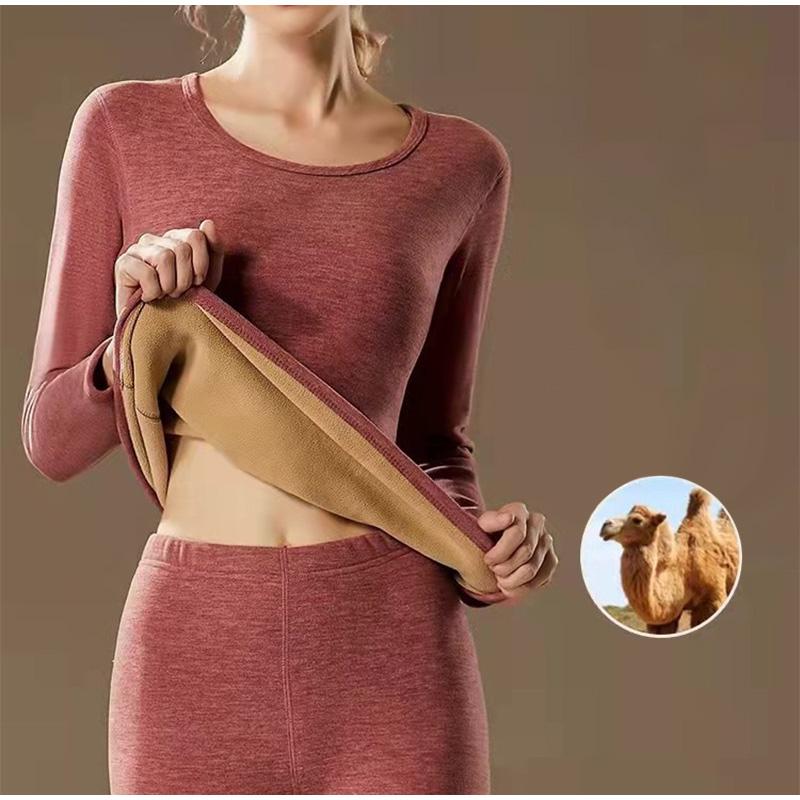 Зимний круглый вырез термобелье женский толстый теплый комплект с длинным рукавом — фото 6