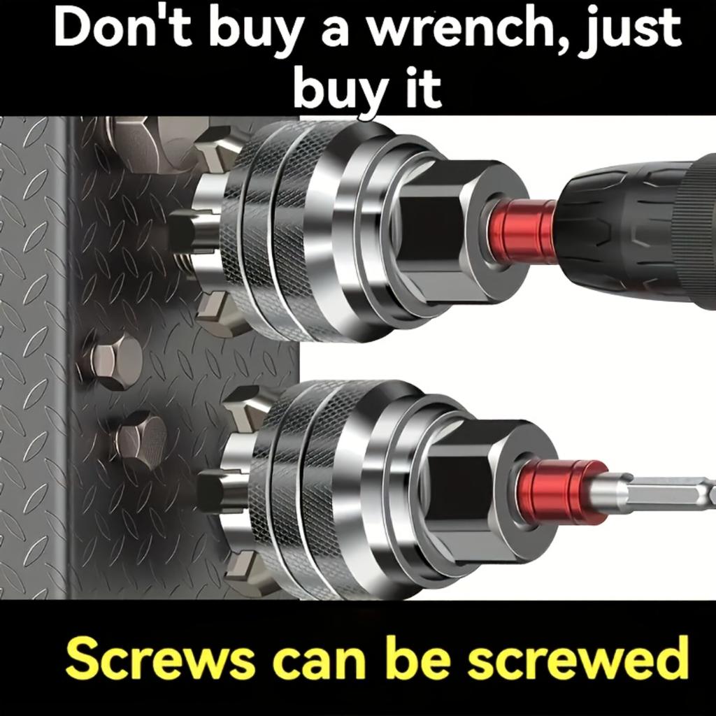 Nastavitelný univerzální adaptér na nástrčný klíč, Pasuje na matice a šrouby 10-19 mm, Kompatibilní s ráčnou 3/8" a elektrickým nářadím