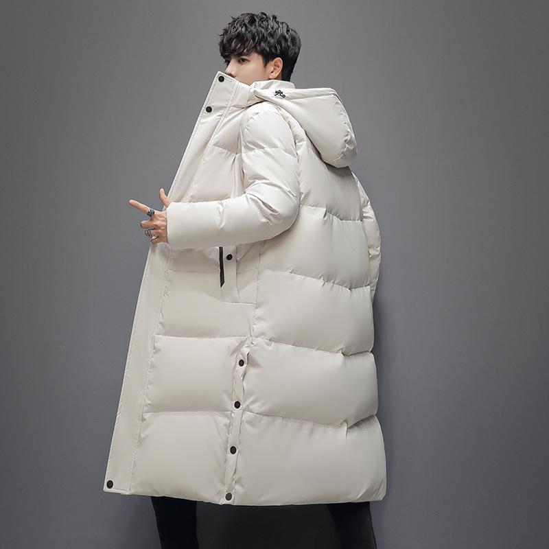 Knee-length Down Jacket Men's Winter Young and Middle-aged Hooded Fur Collar Fashion Casual Warm Jacket Couple