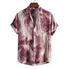 Men's Ink Marble Pattern Short Sleeve Shirt with Water Flow Texture Full Print Collar Button Beach Vacation Shirt