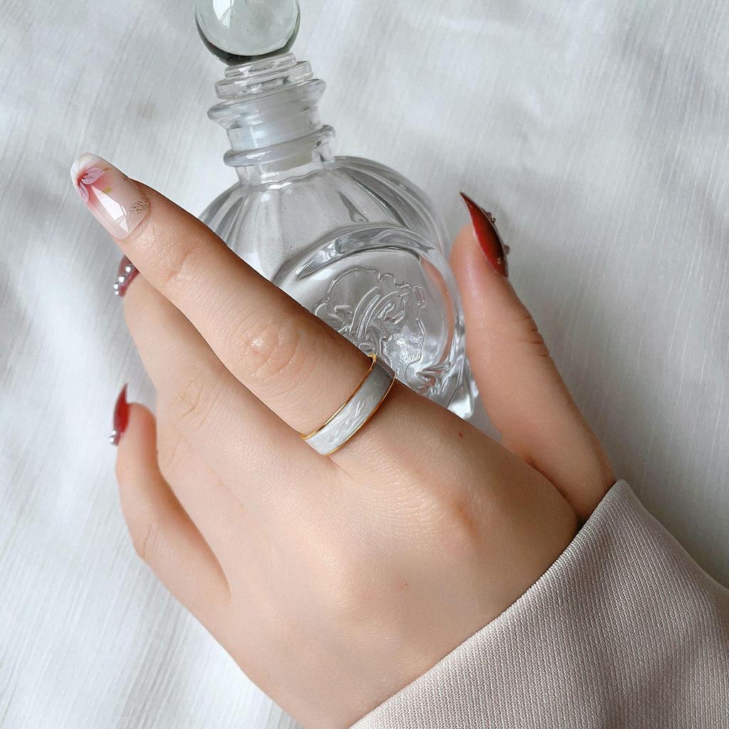 Gold-Plated Ocean Wave Titanium Steel Ring - Japanese & Korean Style