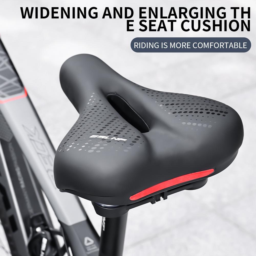 Big Wide Ventilated PU Road Bicycle Seat Carbon Shell Shock Absorption for Men-Simple Design Universal Bikes Soft Cycling