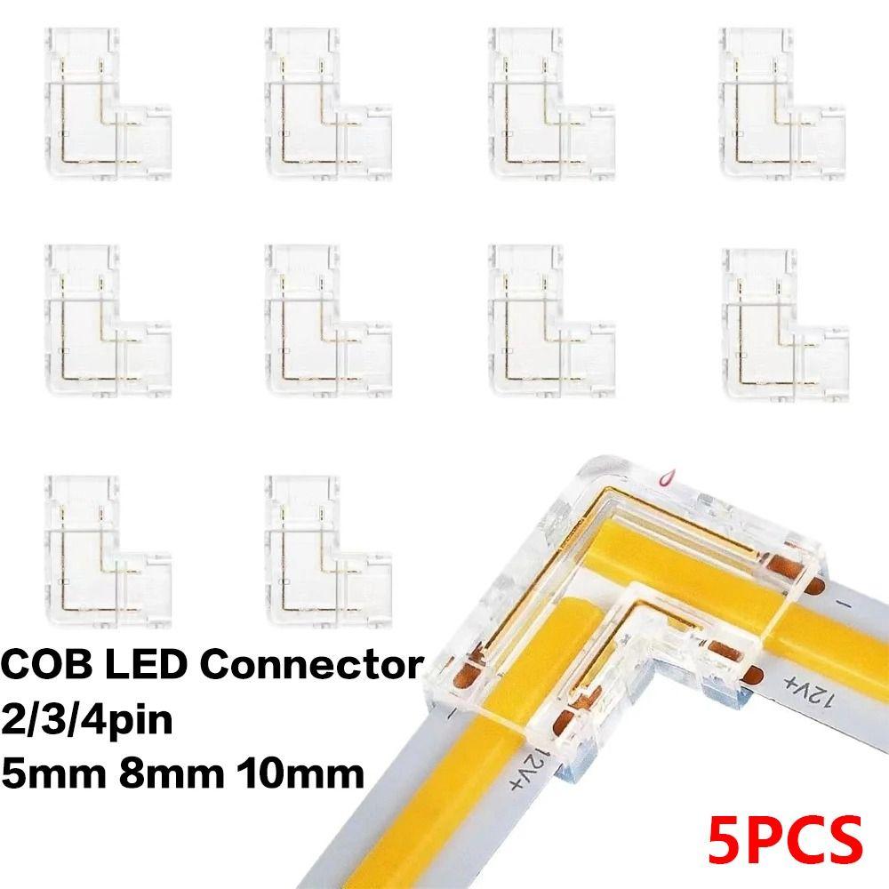 5Pcs/Set Transparent L-Shaped Corner LED Strip Connector For 5mm 8mm 10mm 2/3/4pin FOB Tape Light