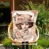1pc Floral Hat Outdoor Flannel Blanket Soft Warm All-Season Throw for Sofa Bed Car Camping Office, Cozy Gift Idea1303S