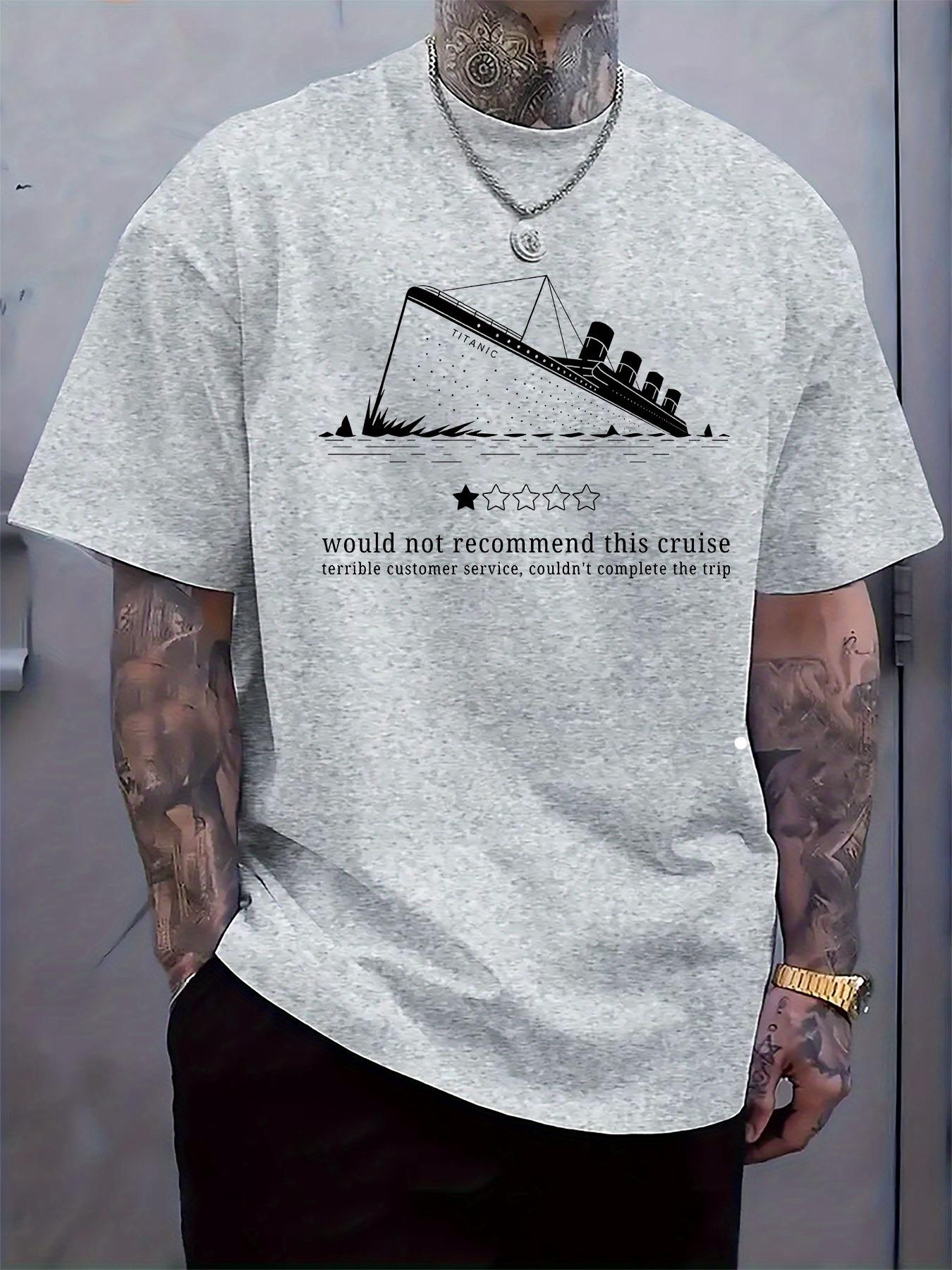 Titanic Funny 1-Star Review Graphic T-shirt -  Would Not Recommend This Cruise  Humorous Print XXL