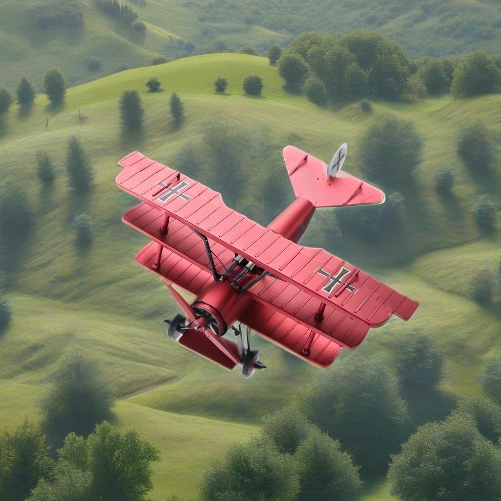 Piececool 3D Puzzle, Metal, Red Baron's Fokker Dr. I Triplane, 3D Puzzle, Assembly Required, No Glue Required, 2-Star Difficulty, IntermediateAdult,