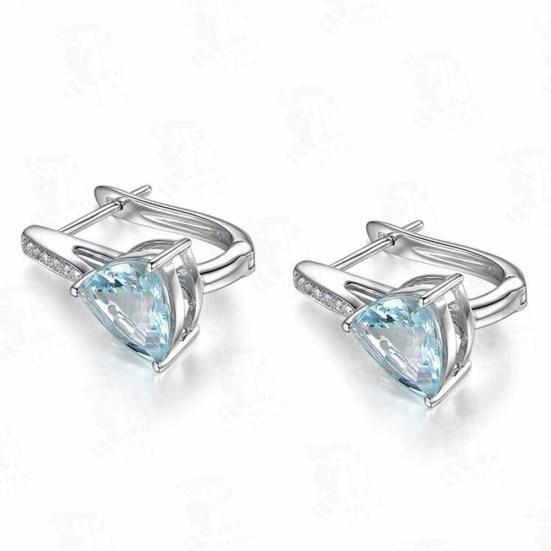 Elegant Women Faux Sapphire Rhinestone Inlaid Drop Huggie Earrings Eardrops
