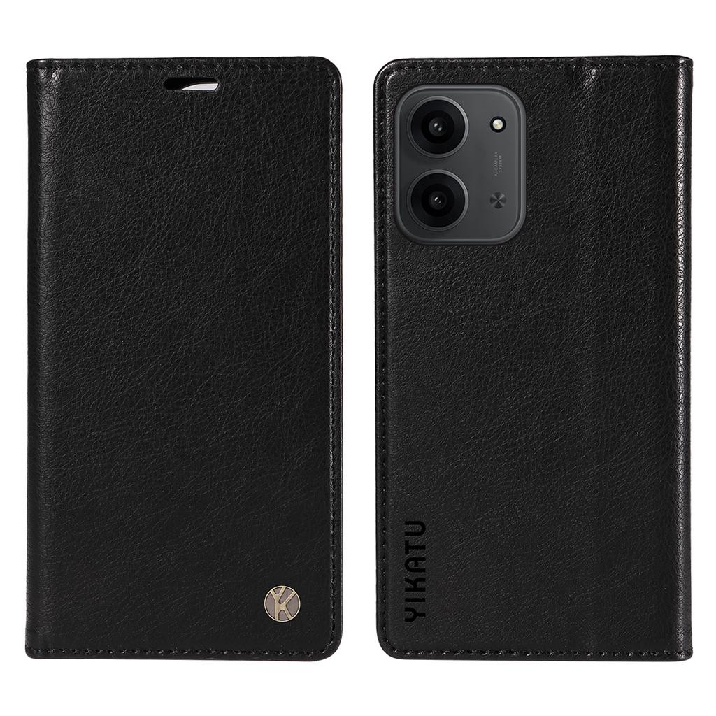 For Xiaomi Redmi 15C 4G (171mm) Wallet Case YIKATU YK-006 Magnetic Closure Leather Phone Cover Litchi Texture