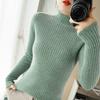 Autumn Winter Semi High Neck Sweater Women Slim Fit Pullover Solid Color Base Layer Long Sleeve Tight Knit Top