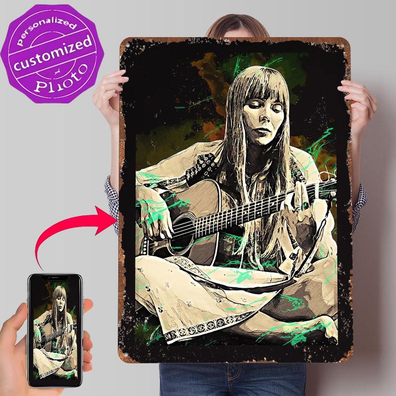 JONI MITCHELL Poster Metallico Arte da Parete Personalizzata Segni in Latta Retro Vintage per Decorazione Lusso Casa Gaming Decorazioni Casa Casa