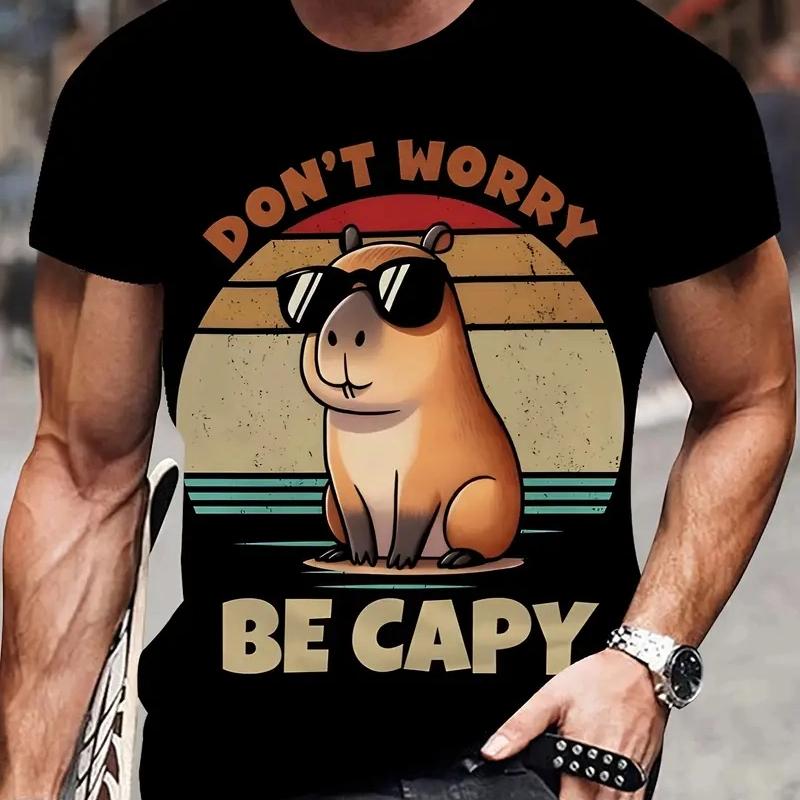 3D Print Funny Capybara Graphic T Shirt For Men Women Cute Animal Capybara T-Shirts Summer Casual Fashion Loose Kids Tees Tops
