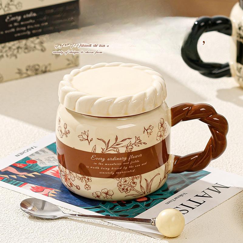 French Retro Ceramic Cup Office Water Cup High Value Mug Home Dormitory Coffee Cup Couple Cup Men