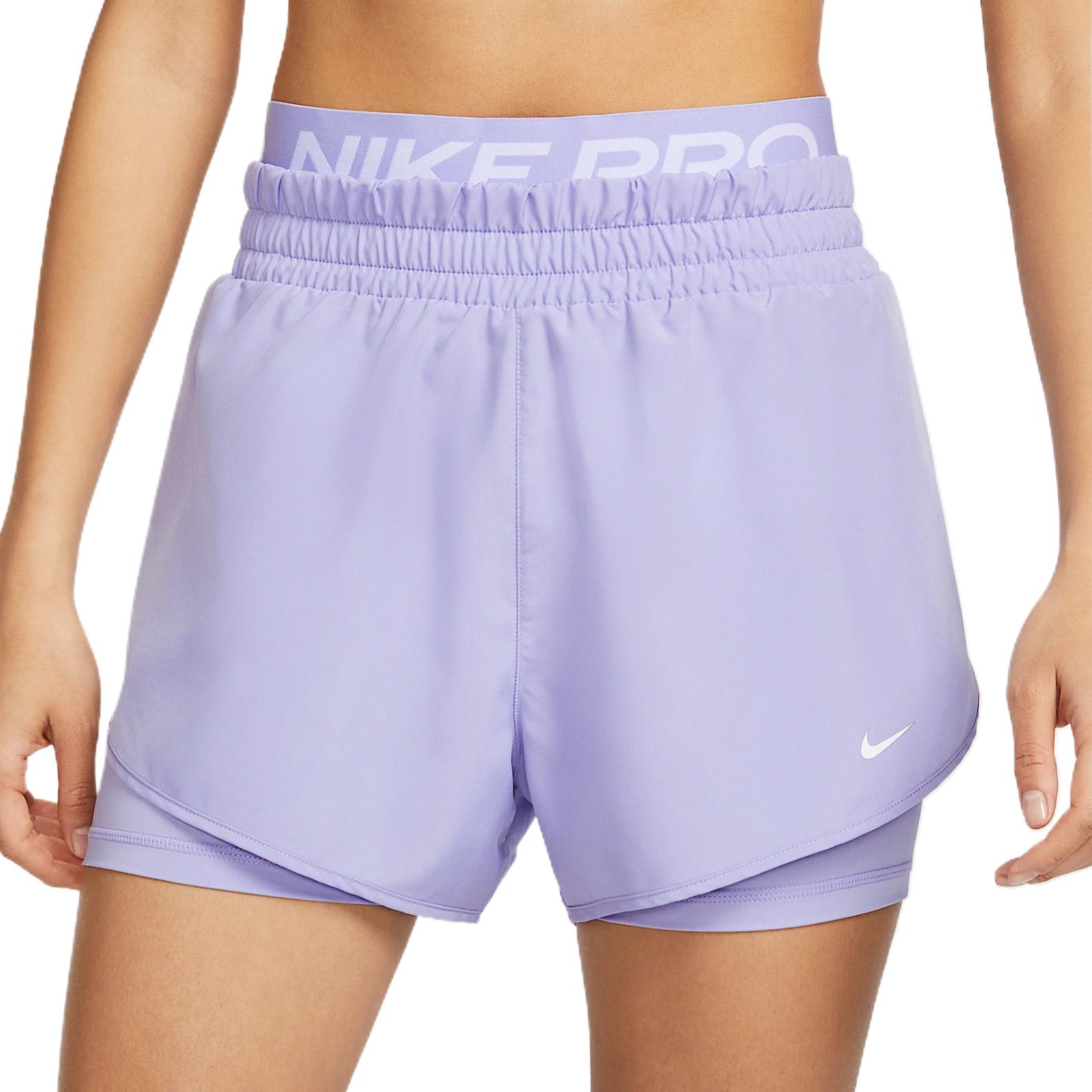 

Nike Pro Dri-Fit Two-In-One Fashionable Trendy Simple Solid Color Sports Shorts Women shorts Purple HJ1205-533 S