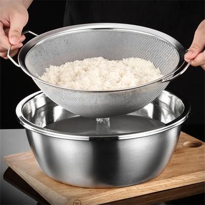 Kitchen Fine Mesh Strainer Basket Stainless Steel Rice Washing Bowl Flour Sieve Colander Juice Food Filter Drainer Cooking Tools