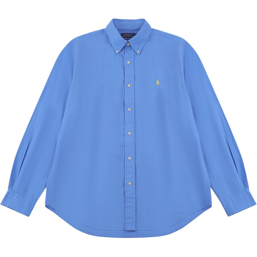

Polo Ralph Lauren Ss25 Рубашка с длинным рукавом из смесового хлопка и льна с вышивкой логотипа Pony Мужские рубашки Качество-Синий 710975540-002 M