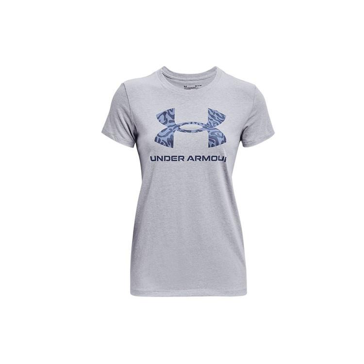 (WMNS) Under Armour Graphic Training Sports Print Crewneck Short Sleeve Grey Women s 1363352-011 M