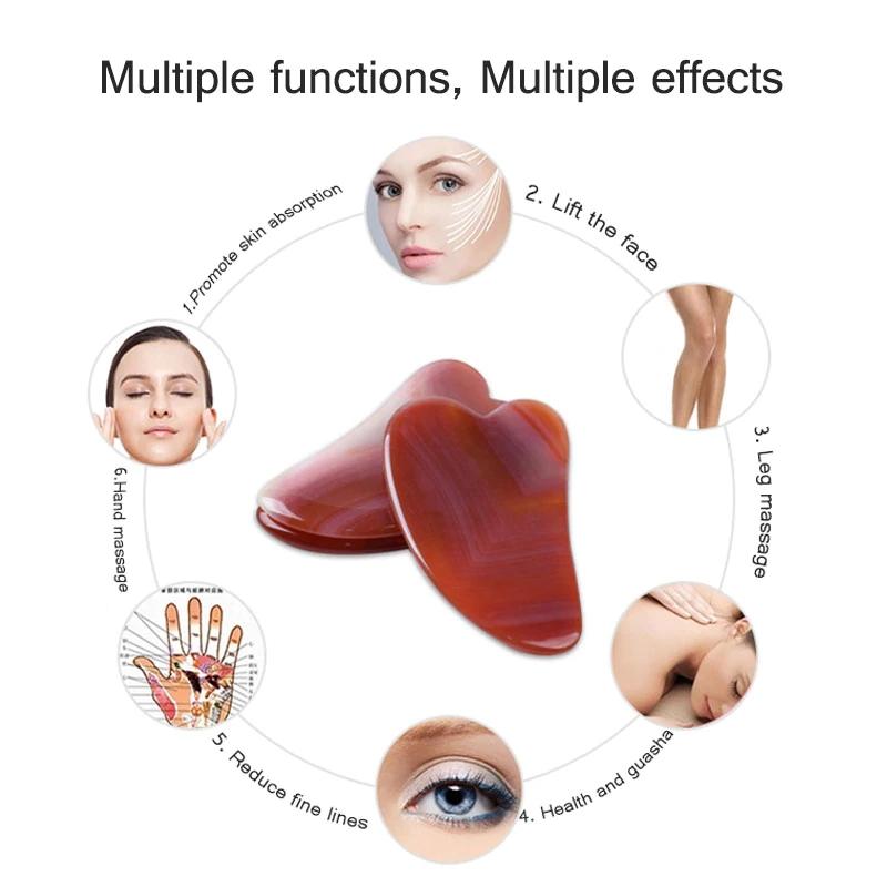 Natural Red Agate Scraping Board Jade Massager Gouache Scraper Facial Body Guasha Lifting Sap Cupuncture Point Massage Skin Care