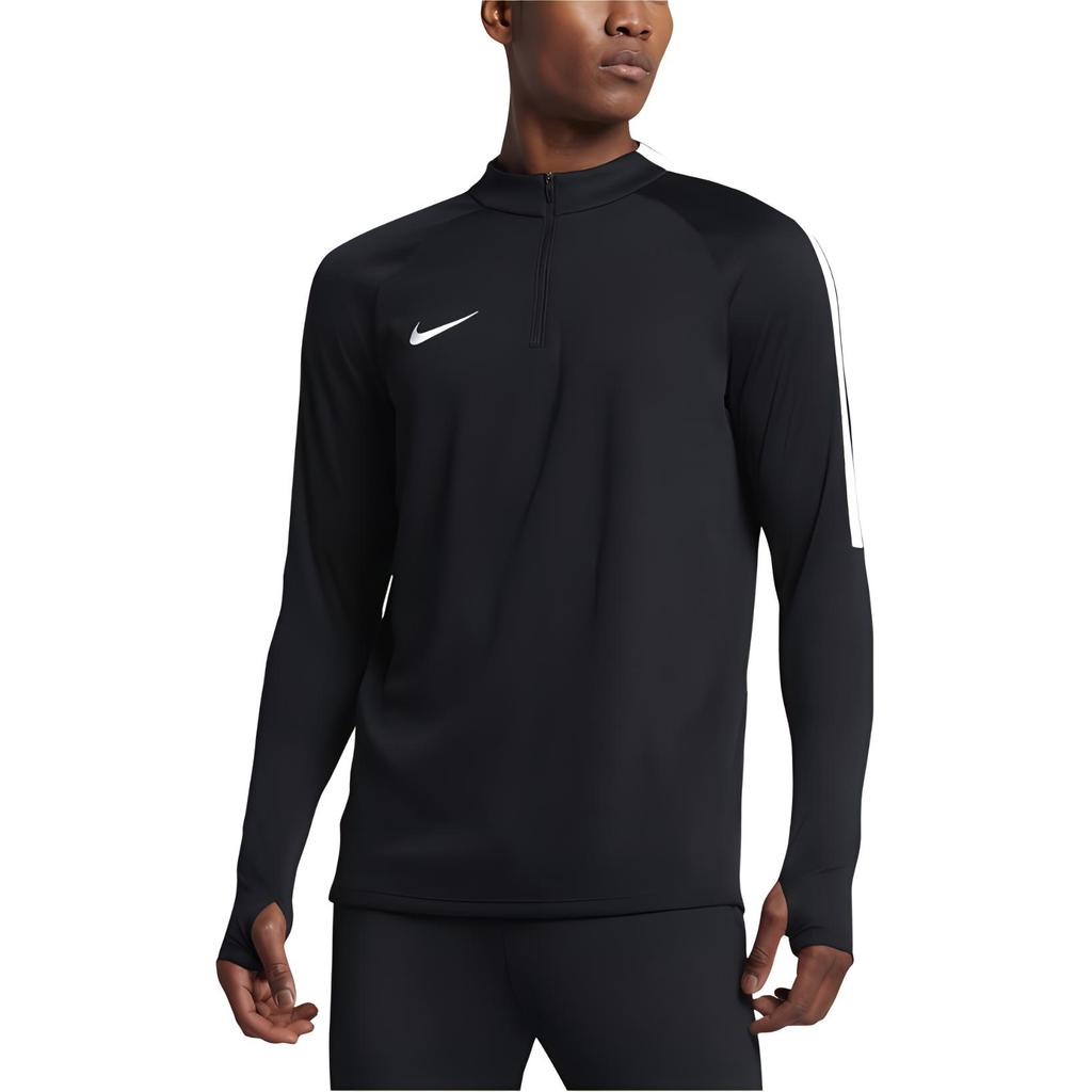 Nike Koszulka piłkarska męska Squad Drill Logo z kołnierzykiem zapinanym na pół zamek i długim rękawem, topy, czarna 807064-010