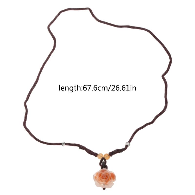 Kwiatowy naszyjnik na obojczyk z wisiorkiem kamelii Stylowy pleciony sznurkowy naszyjnik z kamelią Biżuteria dla kobiet Dziewczyny