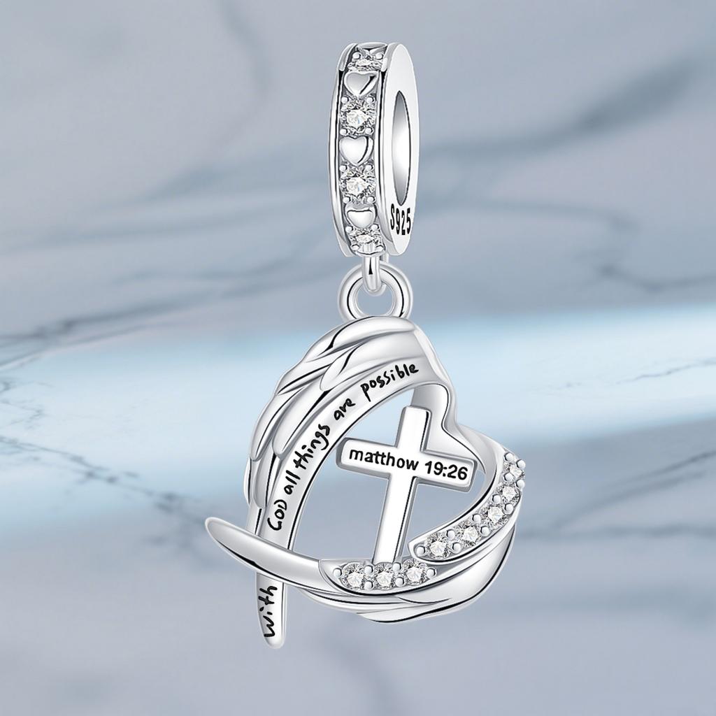 Charms Cross Wing Bible Wish God All Things Are Possible Dangle Pendants Fit Bangle Bracelet Necklace Diy Jewelry