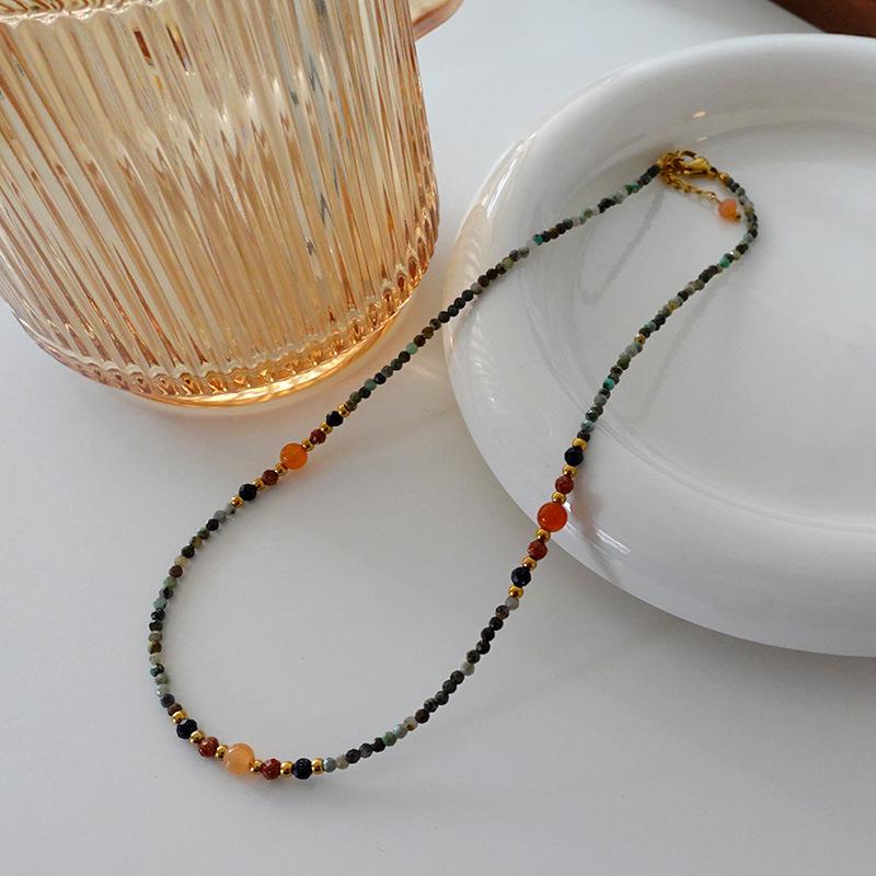Natural Freshwater Pearl & Tiger Eye Bohemian Necklace - Autumn/Winter French Retro Clavicle Chain for Women