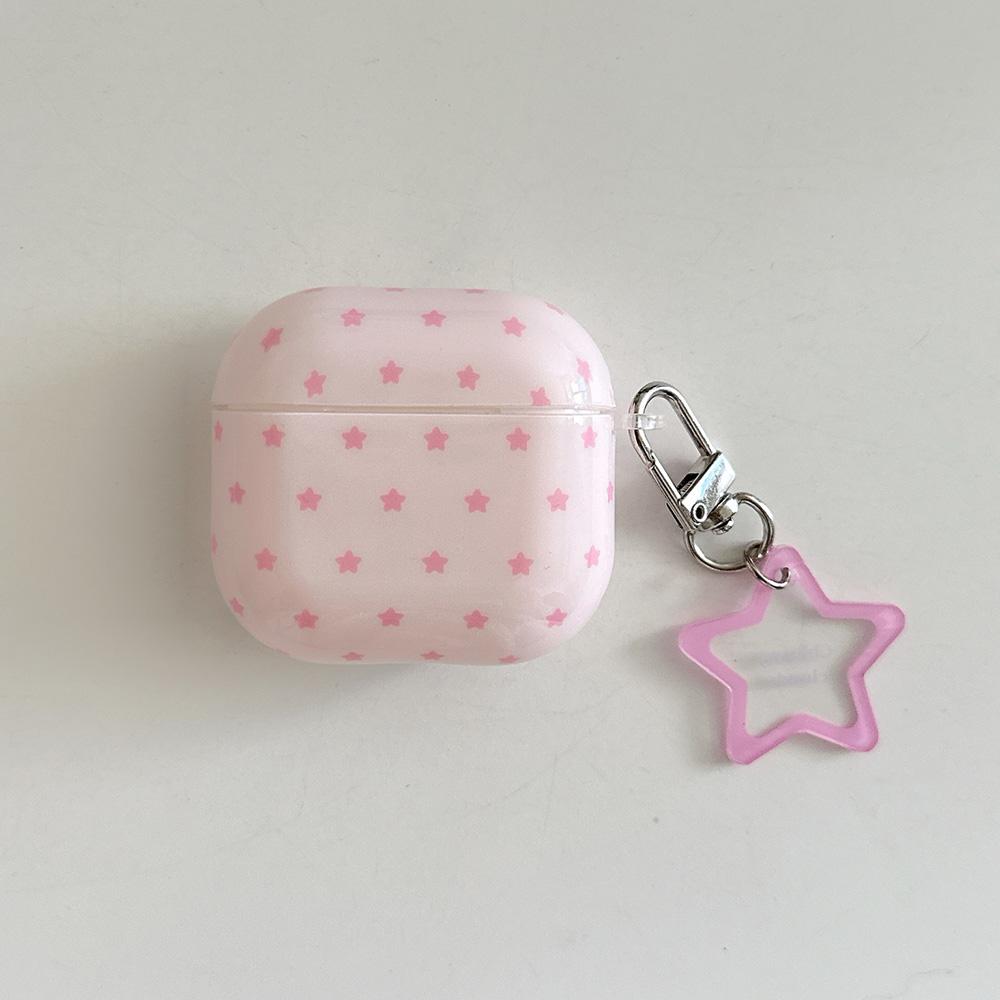 Cute Pink Star Soft Silicone Earphone Case For Apple AirPods 1 2 3 4 Pro Pro 2 Shockproof Protection Cover Coque With Pendant