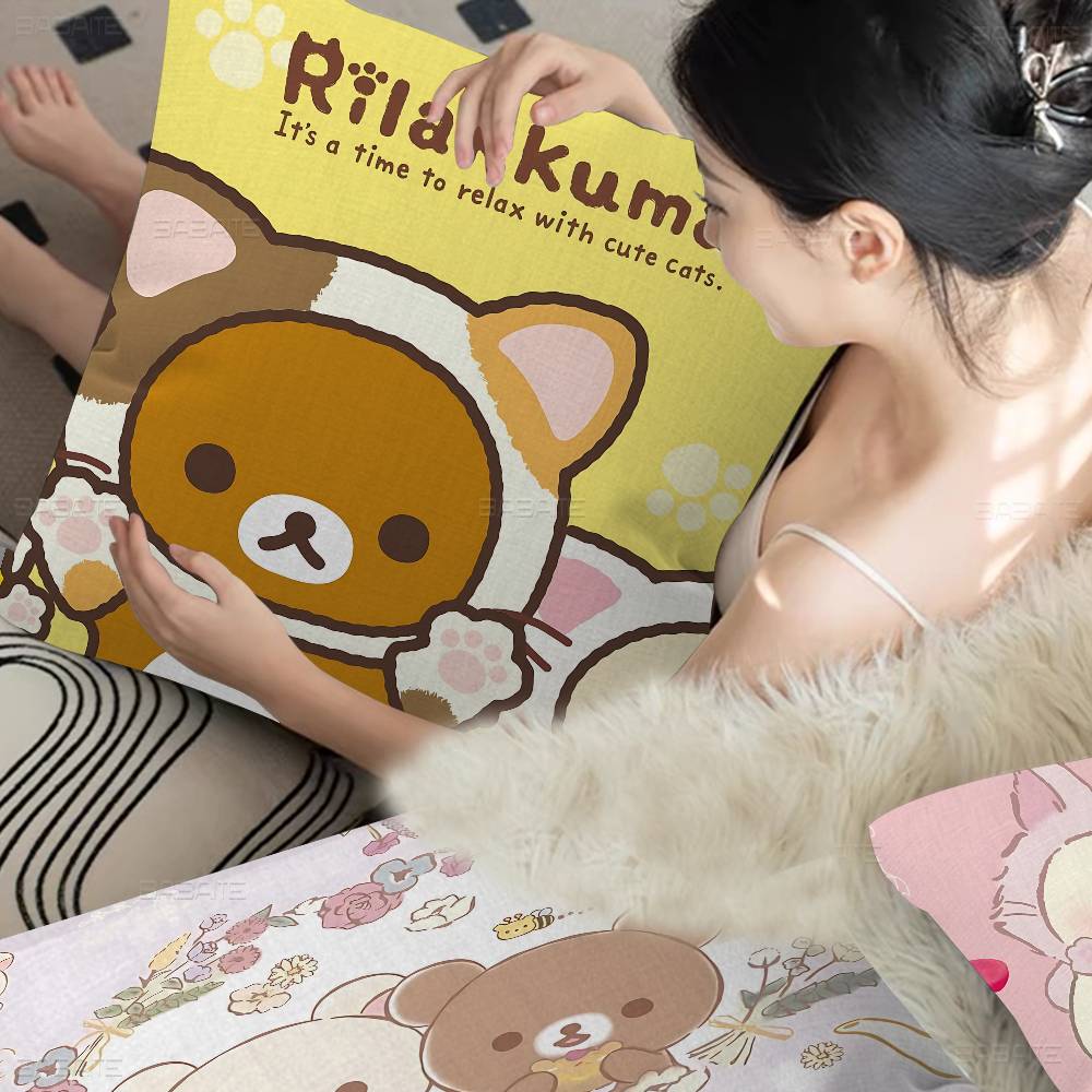 Japan Anime Cute Cartoon R-Rilakkuma Cushion Cover Inches Farmhouse Decor Home Throw Pillow Covers For Couch Decorations