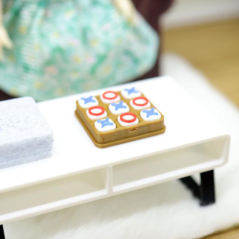 Dollhouse Mini Tic Tac Toe Set, Realistic X O Board Game, Dollhouse Scene Accessory For Pretend Play & Photography Props