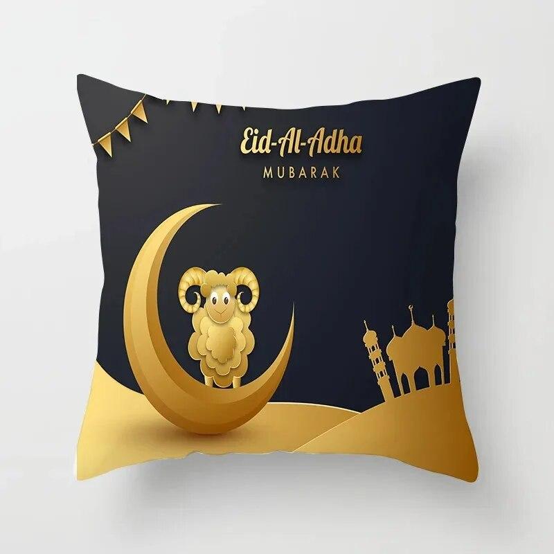 Ramadan Decorative Sheep Pillowcase Eid Mubarak Moon Mosque Cushion Cover Decorative Pillowcase Sofa Living Room Cushion