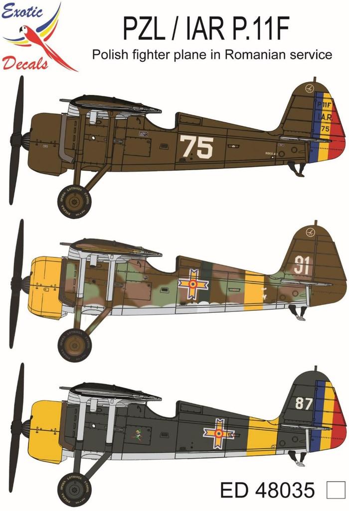 Toromodel Romanian Air Force Plastic Model Kit Decal TRMED48035 1/48 PZL/IAR P.11F Decal, Polish-Made Fighter, (Airplane)