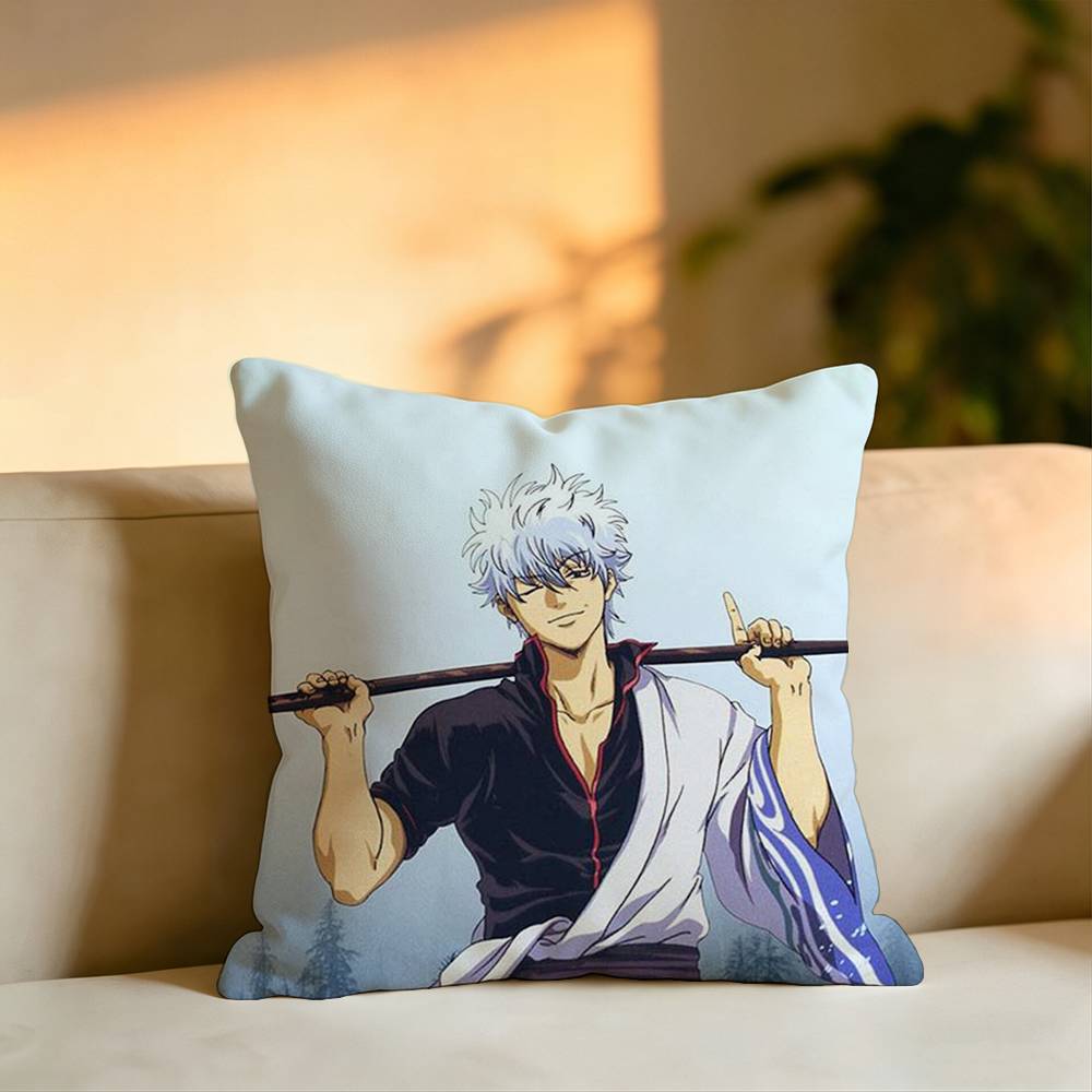 Hot Anime GGintamaa Pillow Case Square DoubleSided Sofa Cushion Cover Bedroom Bedside Pillow