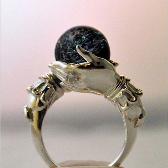 Yousheng Fascia da Dito Stile Occidentale Personalità Geometrica Galvanica Gemme Artificiali Intarsiate Decorare Accessorio Anello Portafortuna da Tenere in Mano Vintage