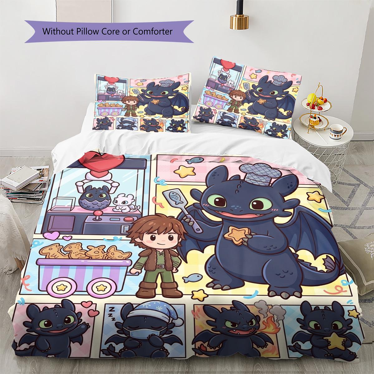 

Toothless Night Fury Pattern Bedding Quilt Set Quilt Cover Pillowcase Home Decoration Birthday Gift (1 * duvet cover + 2 * pillowcase, without core) 135x200cm