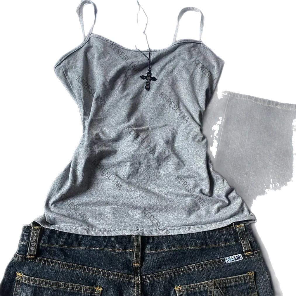 Grey Y2K Sexy Camisole - Korean & Euro-American Style Summer Fashion