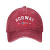 Vintage Norwegen Est. 1814 Norwegische Flagge Baseballkappe für Herren Damen Used-Denim Kopfbedeckung Outdoor Sommerhüte Kappe