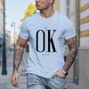 Nuova T-shirt Estiva Moda Uomo Personalità OK Stampata Top da Uomo