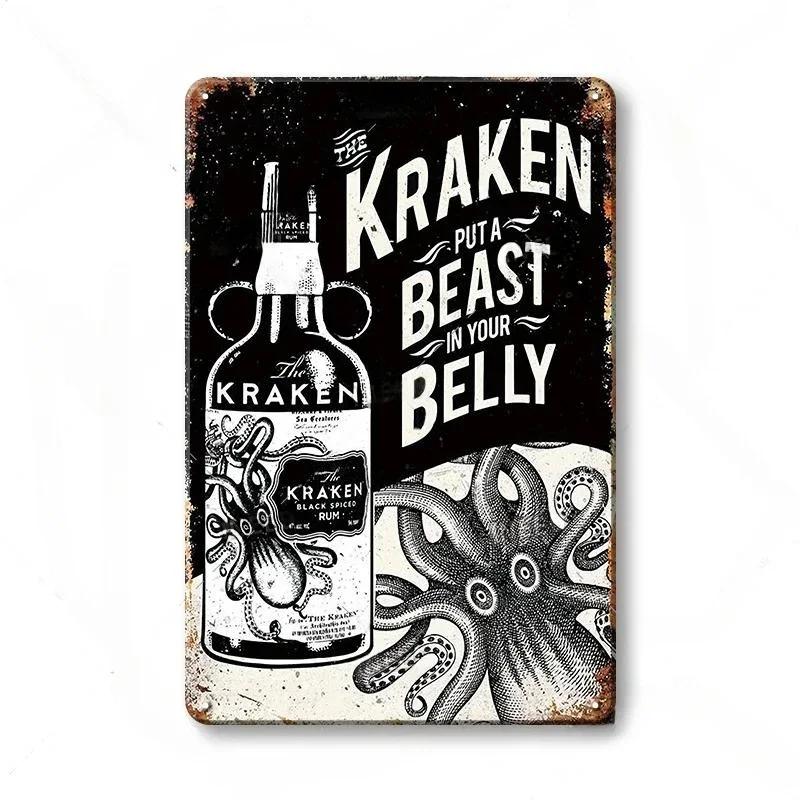 Vintage Trink-Rum Captain Morgan Blechschilder Poster Wanddeko Retro Metallschild Havana Club Bacardi Kraken Plakette Bar Kitsch
