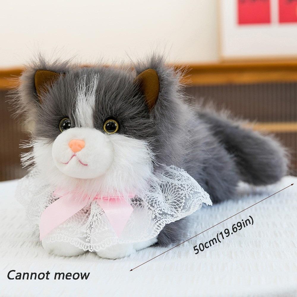 New Soft Simulation Cat Voiced Fluffy Realistic Cat Cute Cartoon With Bib Simulated Kitten Model